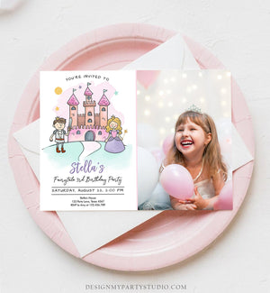 Editable Princess Birthday Invitation Girl Fairytale Birthday Party Knights Prince Castle Download Printable Template Digital Corjl 0385