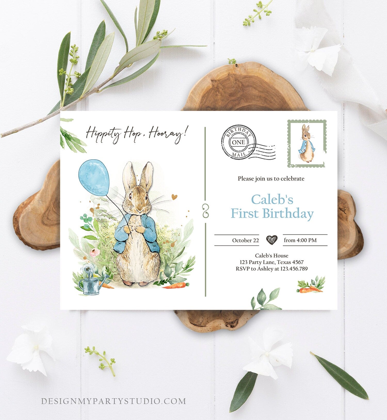 Peter Rabbit Themed Birthday Invitation Editable Peter Rabbit Birthday