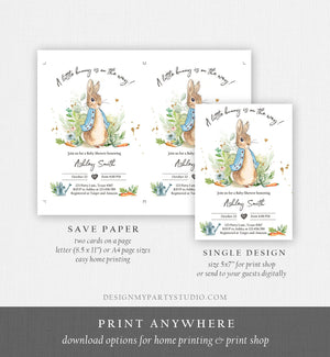 Editable Peter Rabbit Baby Shower Invitation Boy Blue Rustic Peter Rabbit Invitation Spring Sprinkle Digital Corjl Template Printable 0351
