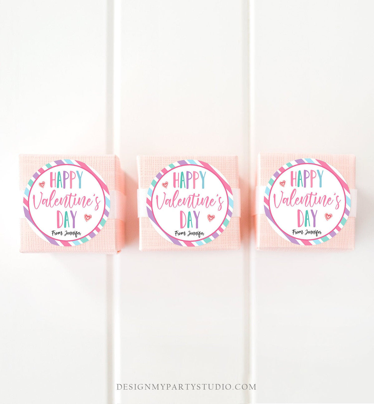 Editable Valentine&#39;s Day Cookie Tags Happy Valentine&#39;s Day Cookies Tag Sticker Pink Purple Teal Valentines Day Labels Digital PRINTABLE 0370