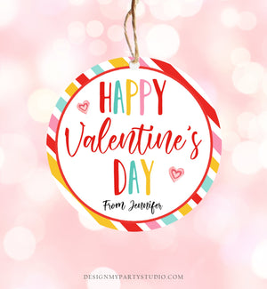 Editable Valentine's Day Cookie Tags Happy Valentine's Day Cookies Tag Sticker Pink Purple Teal Valentines Day Labels Digital PRINTABLE 0370