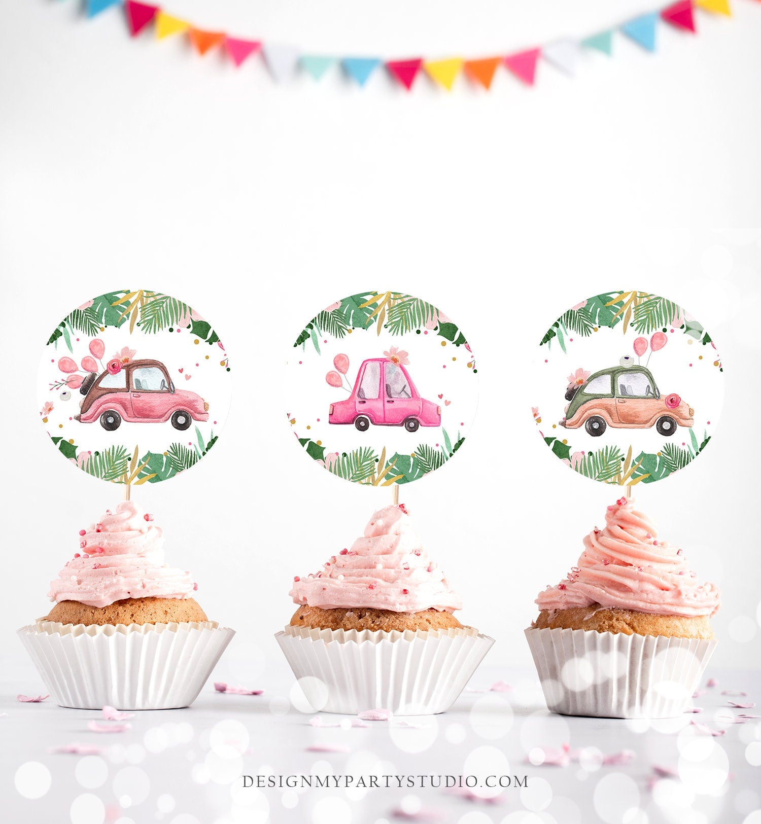 Drive By Birthday Cupcake Toppers Drive By Party Favor Tags Birthday Parade Stickers Quarantine Driving By Download Digital PRINTABLE 0332