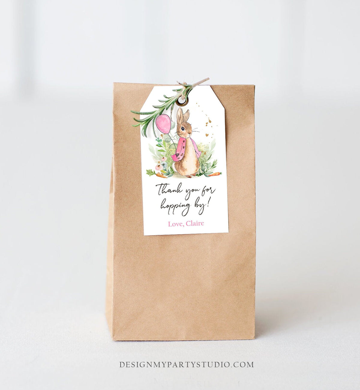 Editable Flopsy Bunny Favor Tags Bunny Thank you Tags Girl Birthday Labels Thanks Hopping By Printable Instant Download Corjl Template 0351