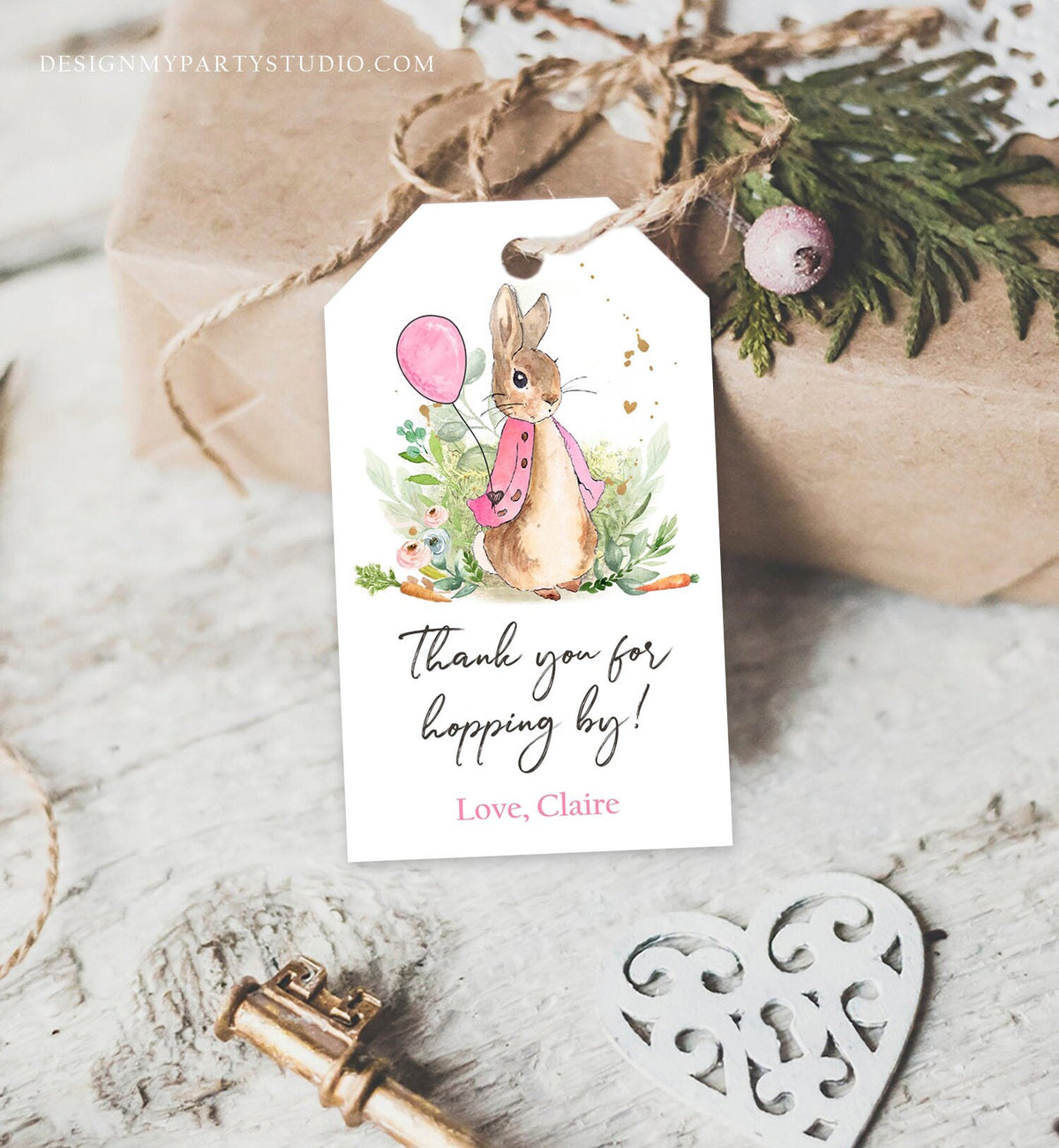 Editable Flopsy Bunny Favor Tags Bunny Thank you Tags Girl Birthday Labels Thanks Hopping By Printable Instant Download Corjl Template 0351