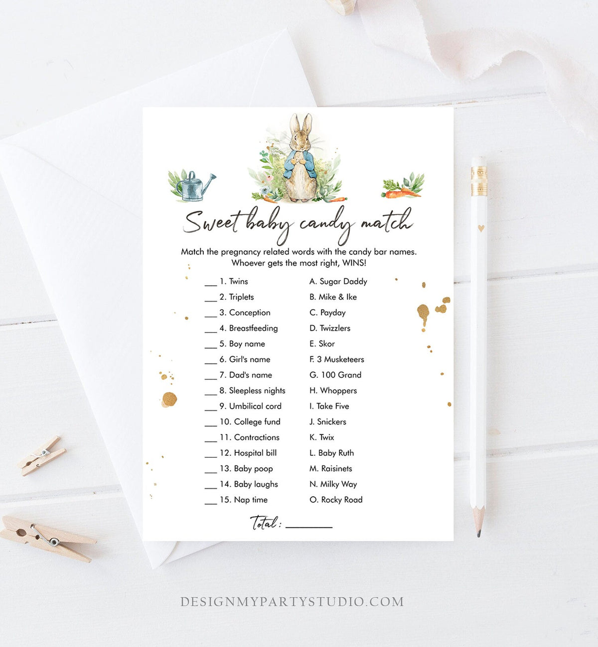Editable Peter Rabbit Baby Shower Game Candy Match Baby Shower Game Sweet Baby Candy Bunny Shower Boy Rabbit Corjl Template Printable 0351