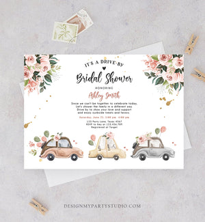Editable Drive By Bridal Shower Invitation Couples Shower Invite Quarantine Drive Through Neutral Floral Wedding Digital Corjl Template 0335