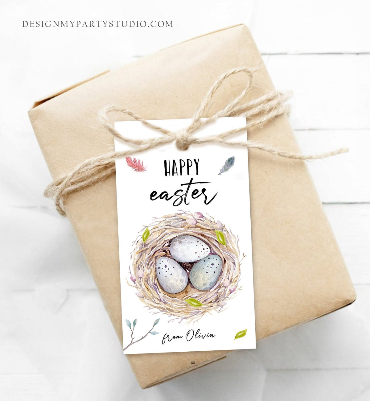 Editable Easter Gift Tags Easter Favor Tag Basket Tags for Easter Birds Nest Happy Easter Tag Personalized Download PRINTABLE 0449 0393