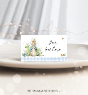 Editable Peter Rabbit Food Labels Rabbit Place Card Tent Card Escort Card Peter Rabbit Baby Shower Decor Boy Printable Corjl Template 0351