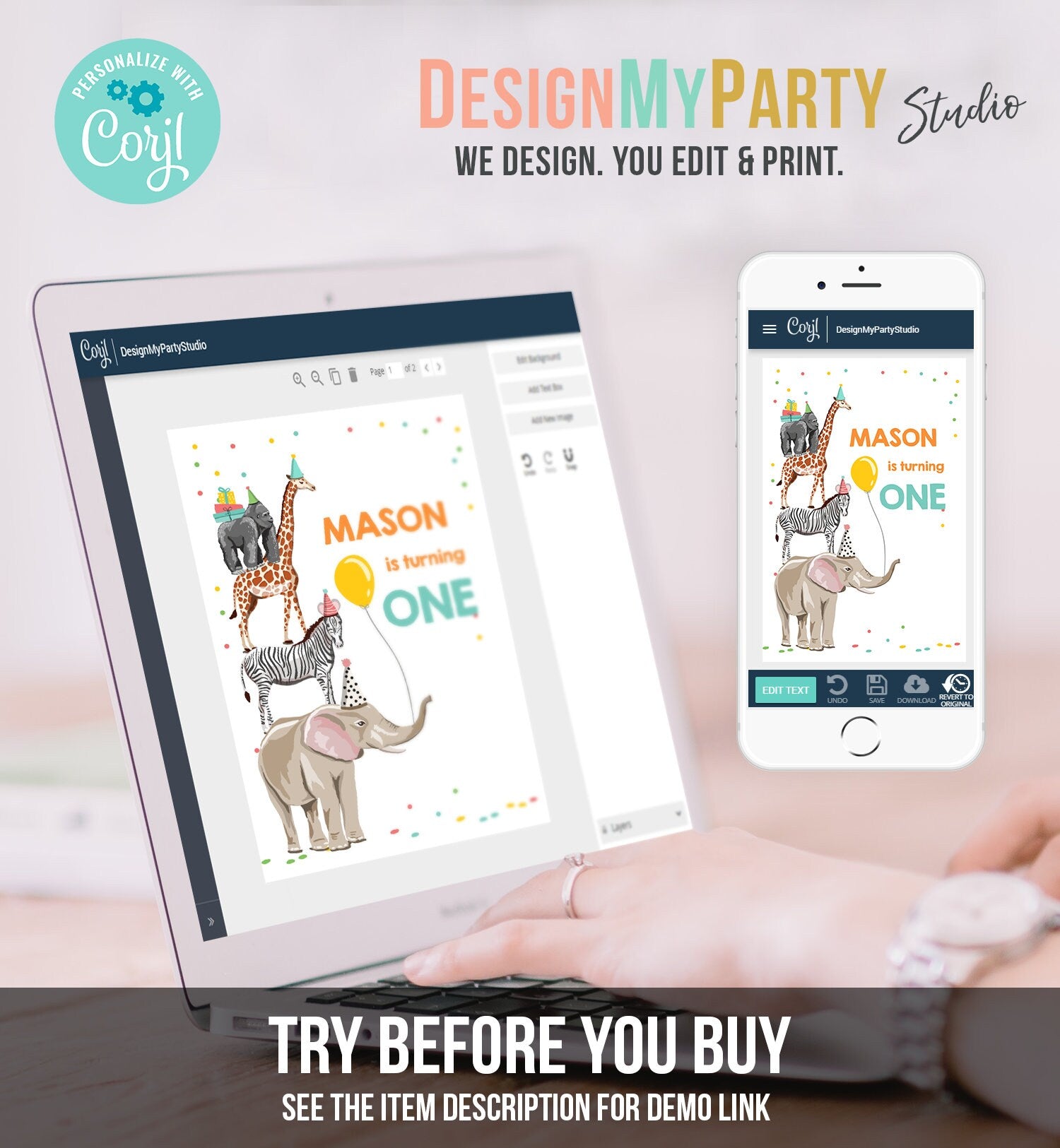 Editable Party Animals Capri Sun Labels Juice Pouch Labels Party Animals Birthday Boy Zoo Wild One Download Corjl Template Printable 0142