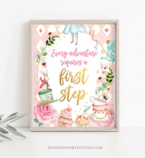 Alice in Wonderland Party Signs Girl 1st Birthday Decor Alice in Onederland Mad Tea Party Favors Decorations Girl Pink PRINTABLE 0350