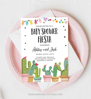 Editable Baby Shower Fiesta Invitation Cactus Taco Bout a Baby Mexican Succulent Couples Shower Download Template Corjl Printable 0254