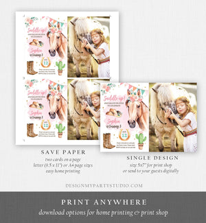 Editable Cowgirl Birthday Invitation Girl Saddle Up Watercolor Horse Party Horse Birthday Invite Pink Download Printable Template Corjl 0398
