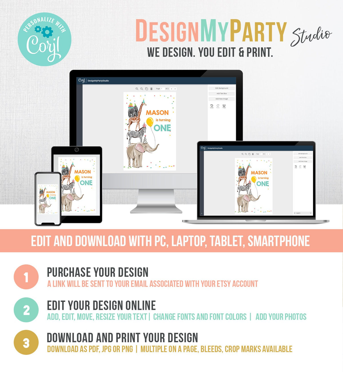 Editable Party Animals Capri Sun Labels Juice Pouch Labels Party Animals Birthday Boy Zoo Wild One Download Corjl Template Printable 0142