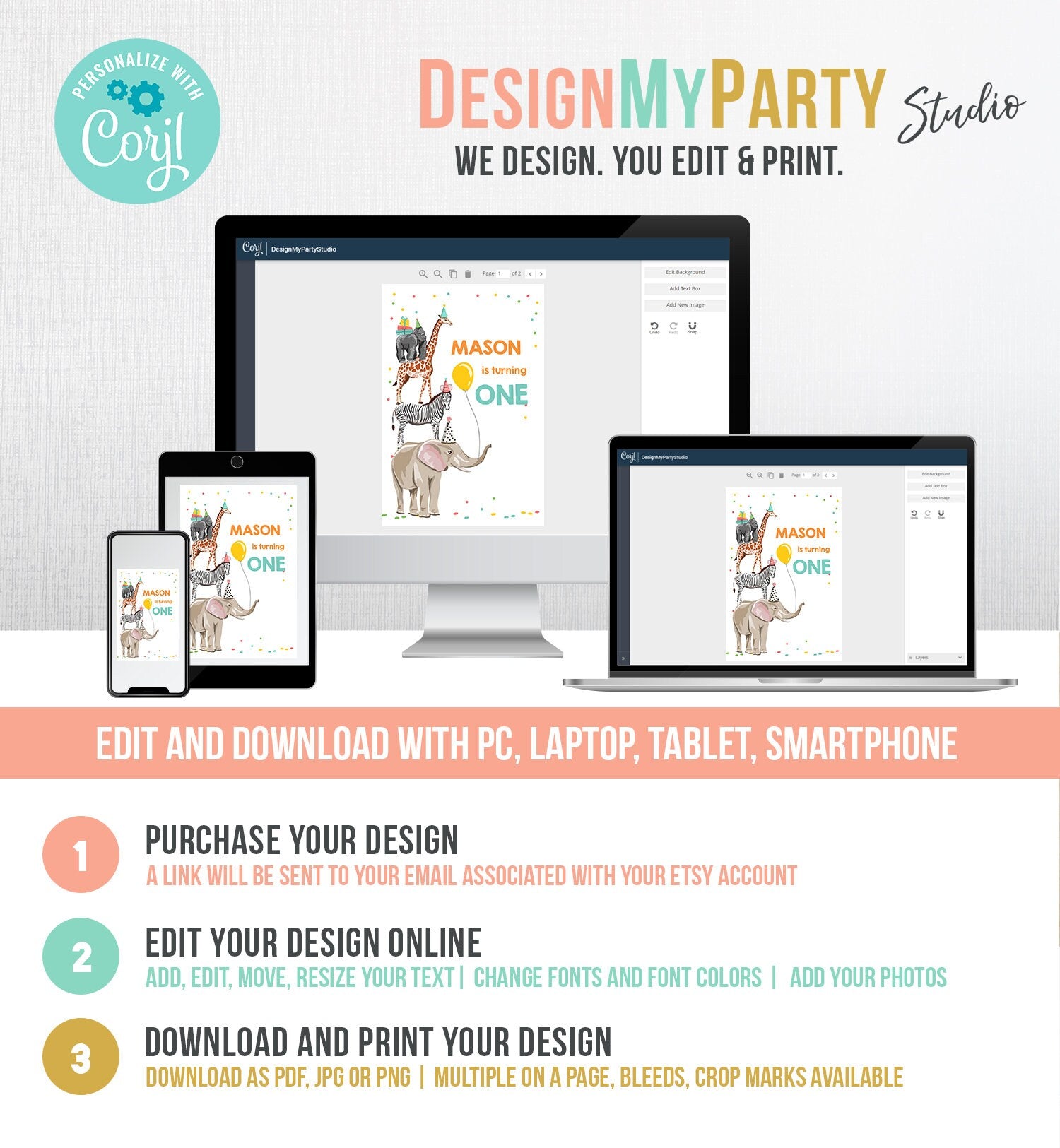 Editable Party Animals Capri Sun Labels Juice Pouch Labels Party Animals Birthday Boy Zoo Wild One Download Corjl Template Printable 0142