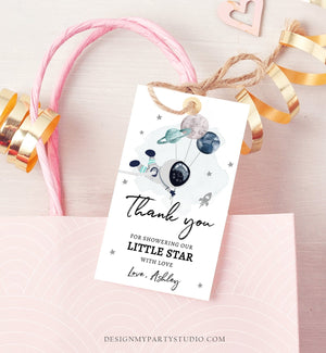 Editable Outer Space Favor Tags Astronaut Baby Shower Thank You Boy Little Star Twinkle Gift Around Planets Template Corjl PRINTABLE 0366