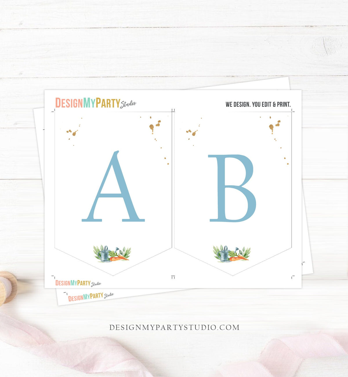 Peter Rabbit Birthday Banner A-Z Alphabet Numbers Banner First Happy Birthday Banner Boy Blue Bunny Gold Party Animals Decor Printable 0351