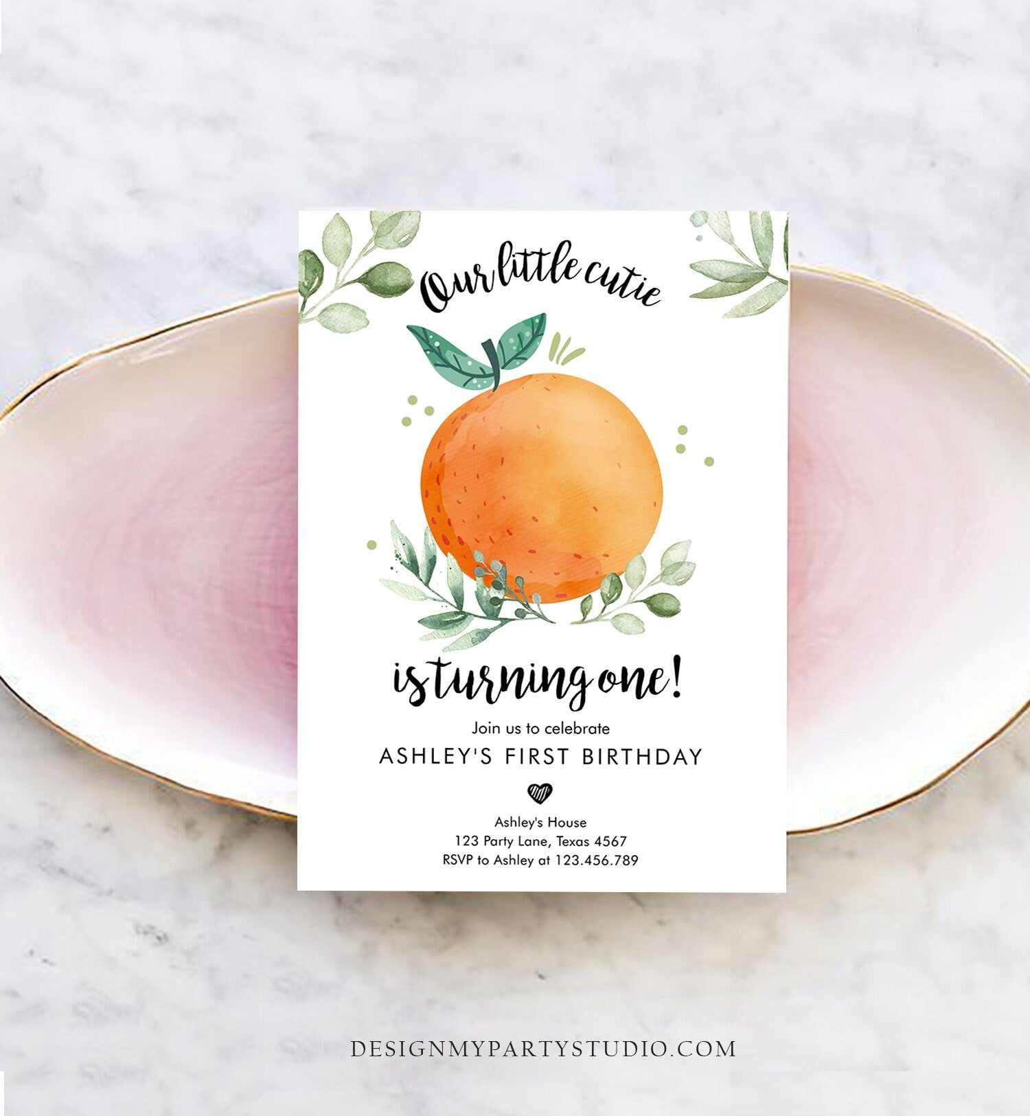 Editable Little Cutie Birthday Invitation Clementine Oranges Party Tutti Fruitti Orange Invite Citrus Download Printable Corjl Template 0330