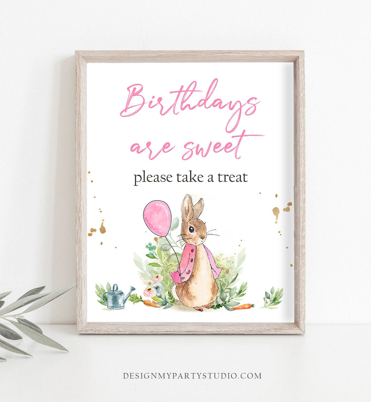Favors Sign Flopsy Bunny Birthday Sign Peter Rabbit Party Decor Take a Treat Sign Girl Watercolor Rustic Greenery Shower Sign PRINTABLE 0351