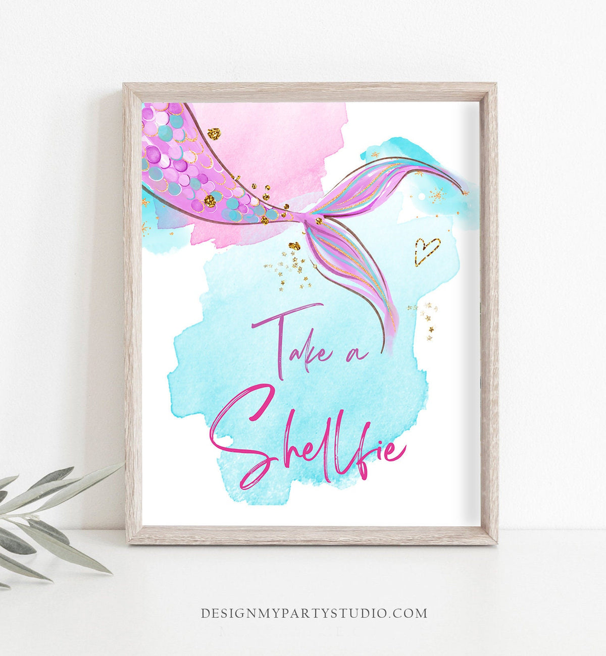 Mermaid Birthday Sign Table Decor Shellfie Sign Photo Booth Prop Selfie Sign Mermaid Party Under The Sea Instant Download PRINTABLE 0403