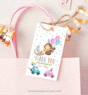 Editable Mermaid Favor Tag Drive By Birthday Favors Party Parade Under the Sea Thank You Gift Tags Pink Girl Corjl Template Printable 0338