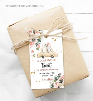 Editable Drive By Favor Tag Drive Through Baby Shower Bridal Shower Birthday Thank You Gift Tags Quarantine Neutral Floral Girl Corjl 0335