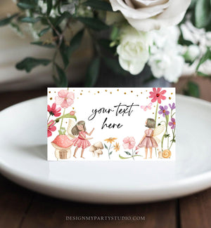 Editable Fairy Garden Food Labels Fairy Birthday Place Card Tent Card Escort Card Magical Fairy Forest Girl Printable Template Corjl 0406