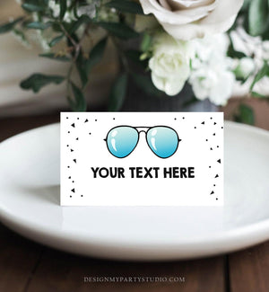 Editable Two Cool Food Labels Sunglasses Place Card Tent Card Escort Card 2nd Birthday Summer Pool Party Tropical Template Corjl 0136