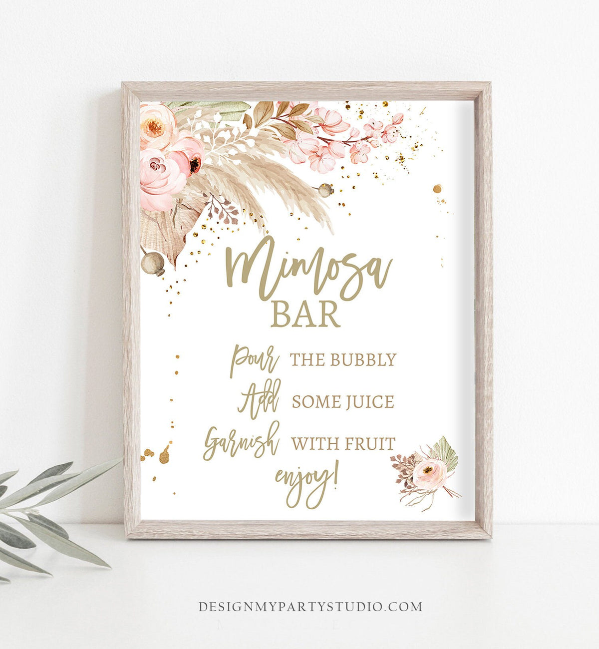 Mimosa Bar Sign Pampas Grass Bridal Shower Sign Mimosa Bar Boho Bohemian Tropical Desert Bar Sign Floral Sign 8x10 Download PRINTABLE 0395