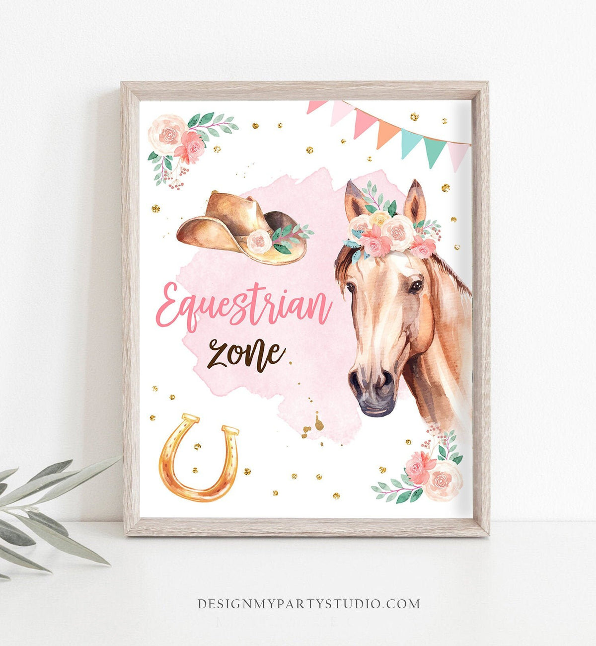 Equestrian Zone Sign Horse Party Sign Table Decor Pink Horse Birthday Cowgirl Trail Rides Sign Horse Party Decor Download PRINTABLE 0398