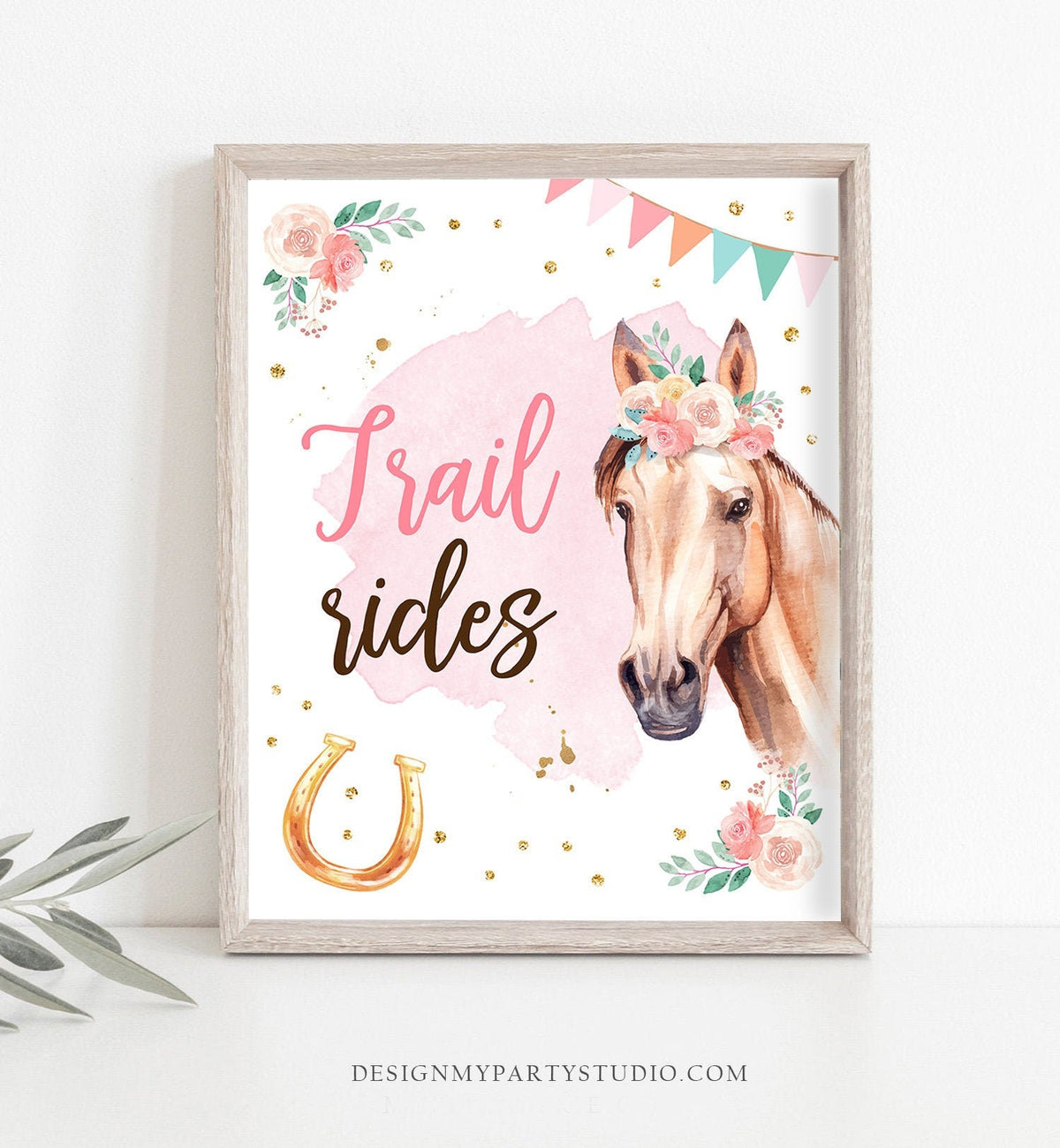 Trail Rides Sign Horse Party Sign Table Decor Pink Horse Birthday Cowgirl Equestrian Zone Sign Horse Party Decor Download PRINTABLE 0398