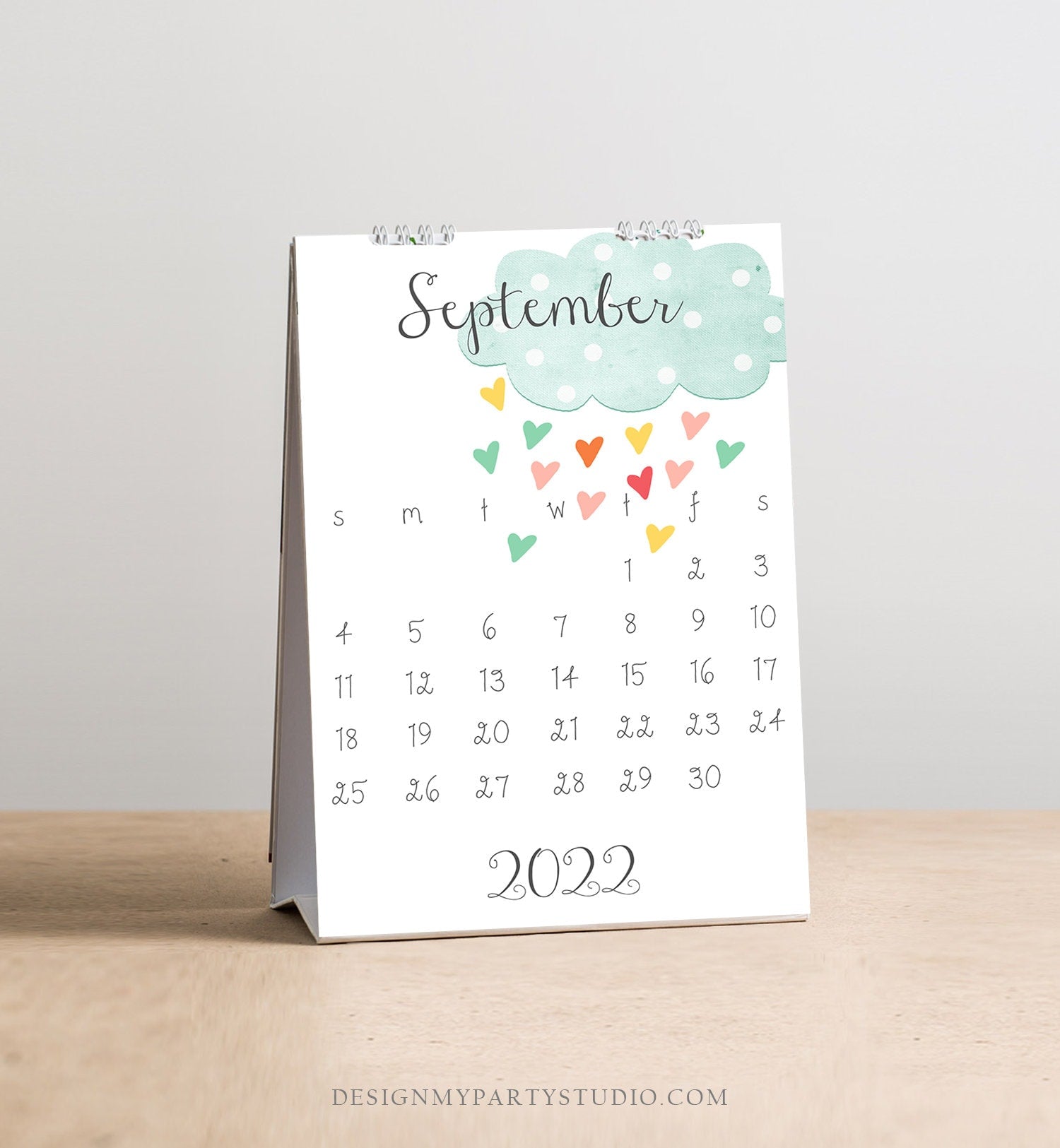 PRINTABLE 2022 Calendar Wall Calendar Desk Calendar Classroom School Calendar 4x6 Month Year Seasons Colorful Digital Instant Download DIY