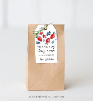 Editable Strawberry Blueberry Favor Tags Berry First Birthday Thank you tags Label Berry Much Tags Berry Sweet Template PRINTABLE Corjl 0399
