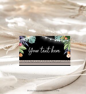 Editable Tropical Food Labels Hawaiian Luau Party Place Card Tent Card Escort Card Shower Birthday Wedding Corjl Template Printable 0146