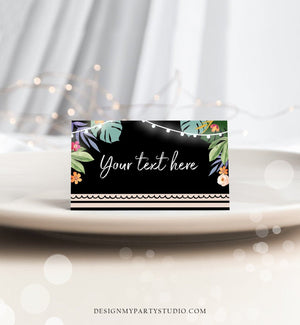 Editable Tropical Food Labels Hawaiian Luau Party Place Card Tent Card Escort Card Shower Birthday Wedding Corjl Template Printable 0146