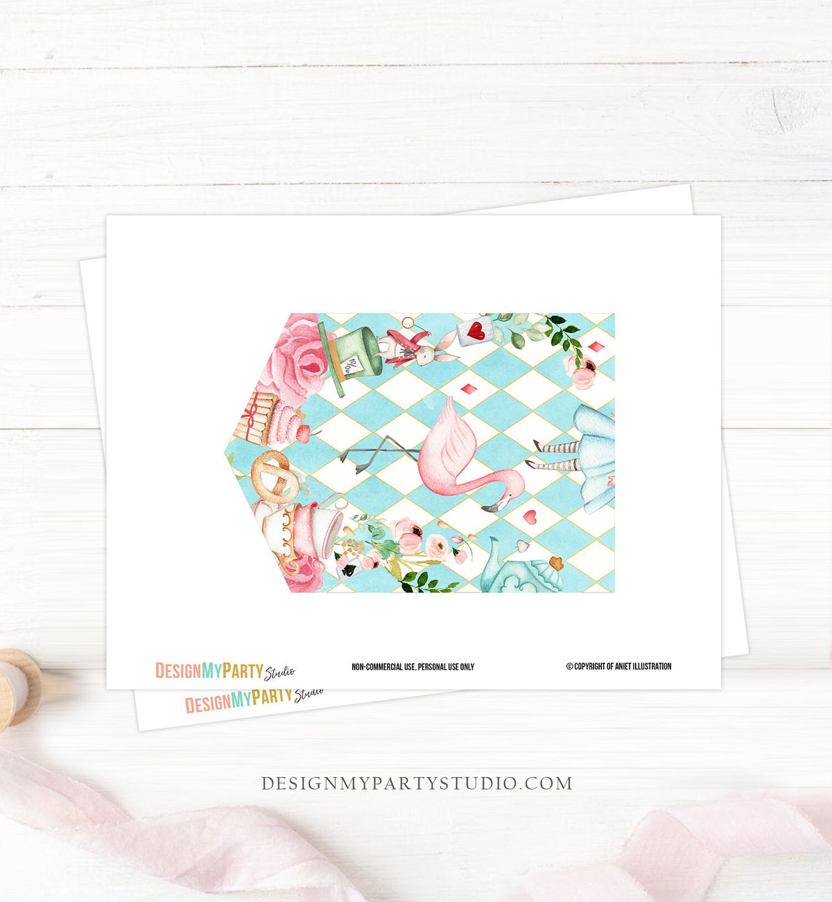 Alice in Wonderland Alphabet Banner A-Z Numbers Banner First Happy Birthday Onederland Girl Blue Pink Tea Party Shower Decor Printable 0350