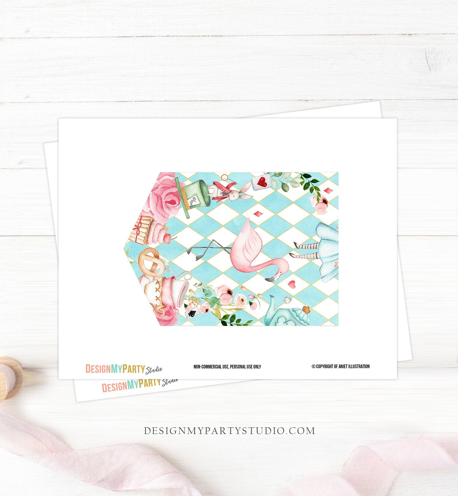 Alice in Wonderland Alphabet Banner A-Z Numbers Banner First Happy Birthday Onederland Girl Blue Pink Tea Party Shower Decor Printable 0350