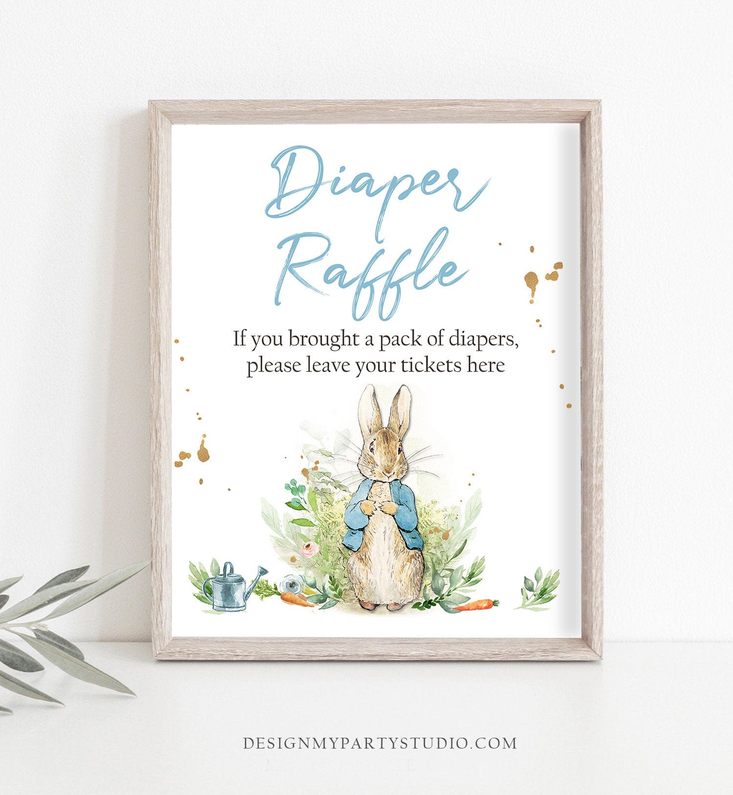 Peter Rabbit Diaper Raffle Sign Peter Rabbit Diaper Raffle Sign Peter Rabbit Baby Shower Greenery Diap ...
