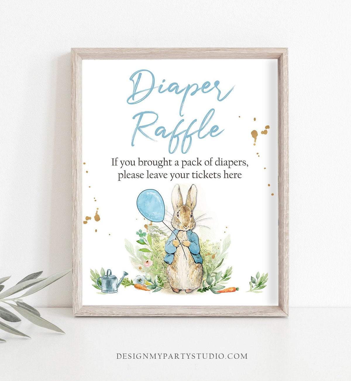 Peter Rabbit Restroom Sign Peter Rabbit Diaper Raffle Sign Peter Rabbit Baby Shower Greenery Diap ...