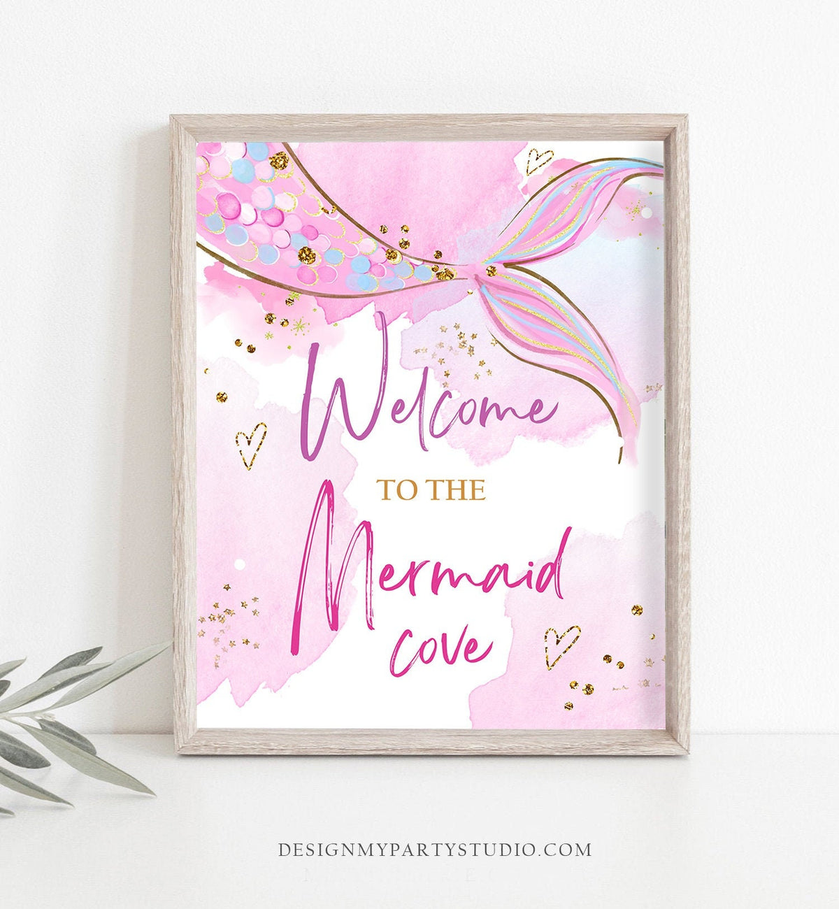Welcome Mermaid Cove Sign Birthday Welcome Sign Table Decor Welcome The Under The Sea Sign Pink Purple Girl Instant Download PRINTABLE 0403