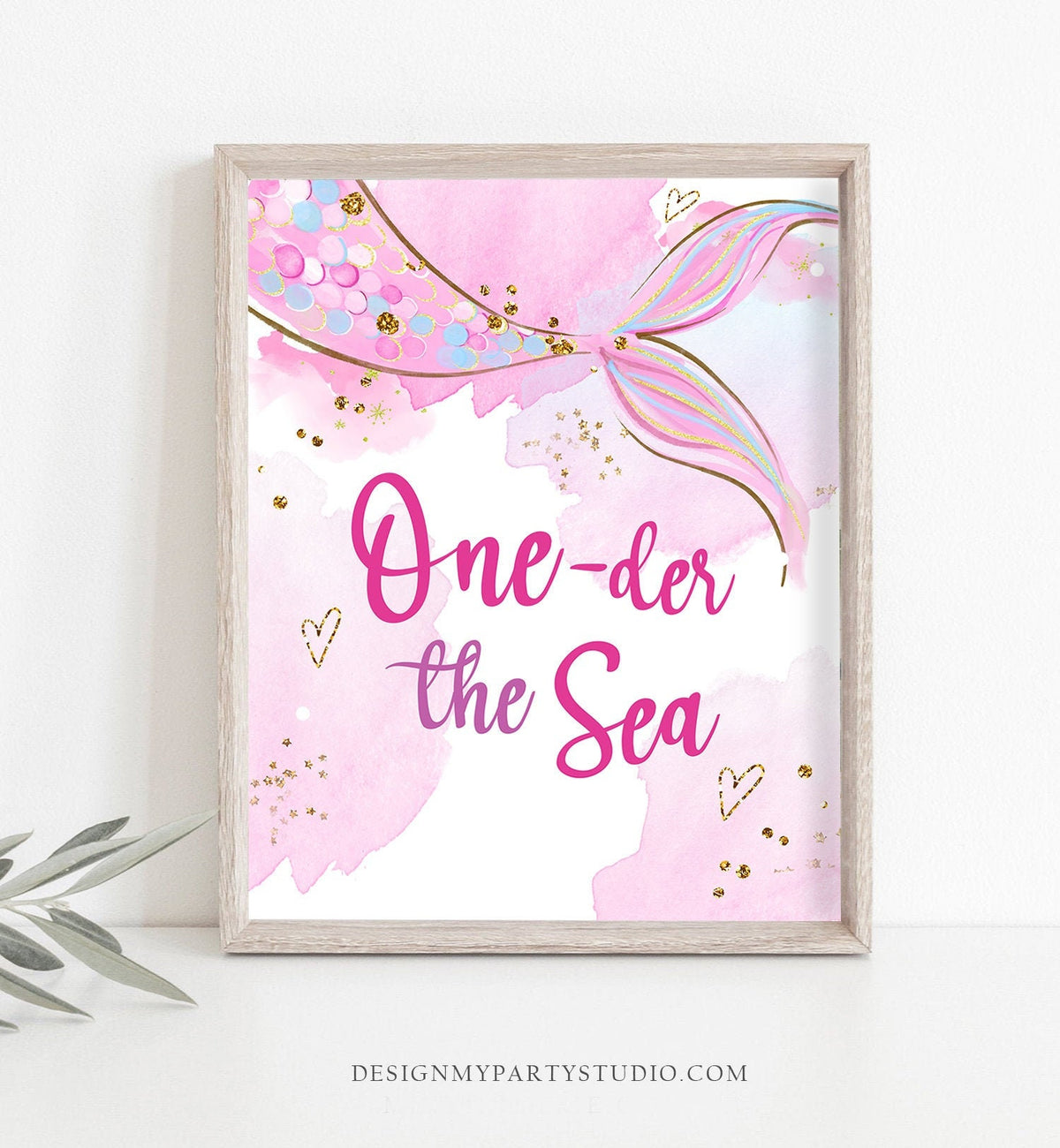 One-der the Sea First Birthday Sign Mermaid Oneder the Sea Table Decor Party Under The Sea Pink Purple Instant Download PRINTABLE 0403