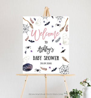 Editable Halloween Baby Shower Welcome Sign Peek A Boo Shower Decor Welcome Gender Neutral Little Boo Sign Template Corjl PRINTABLE 0199