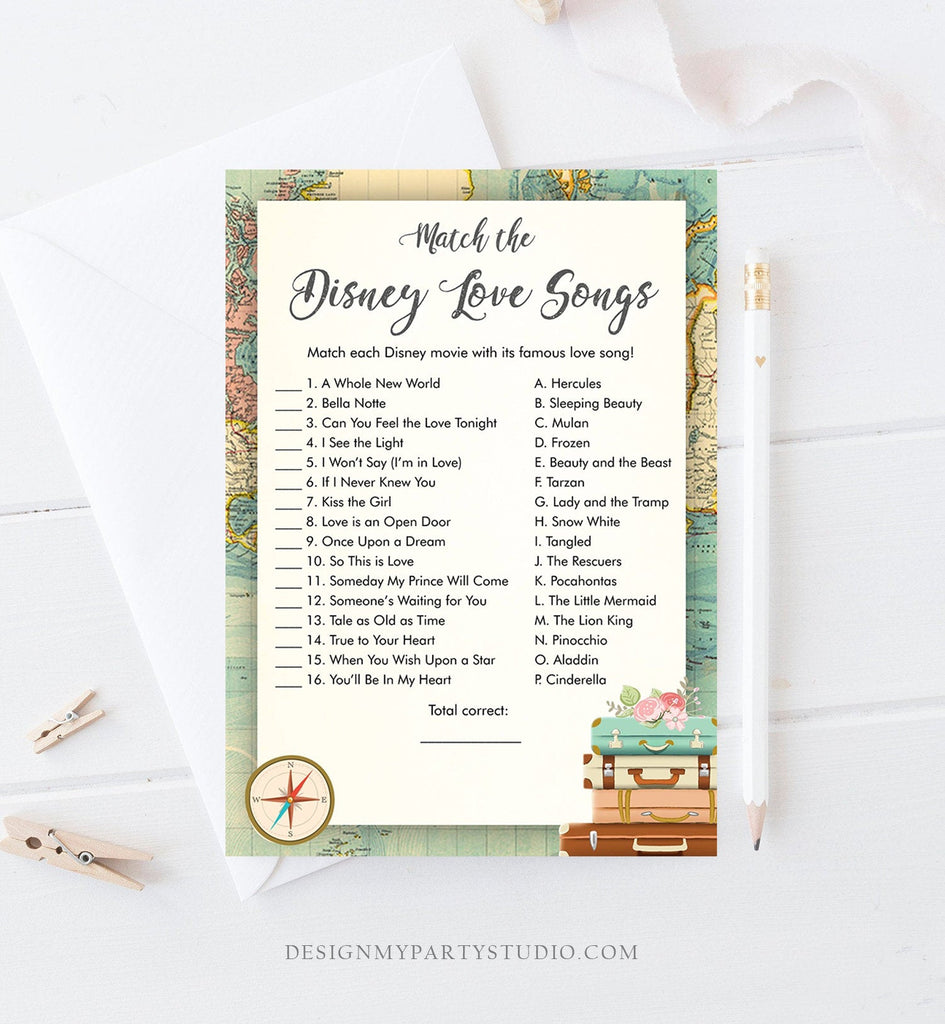 Editable Disney Love Songs Bridal Shower Game Quotes Traveling Adventu - Design My Party Studio editable-disney-love-songs-bridal-shower-game-quotes-traveling-adventu-design-my-party-studio