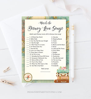 Editable Disney Love Songs Bridal Shower Game Quotes Traveling Adventure Coed Shower Games Wedding Activity Corjl Template Printable 0044