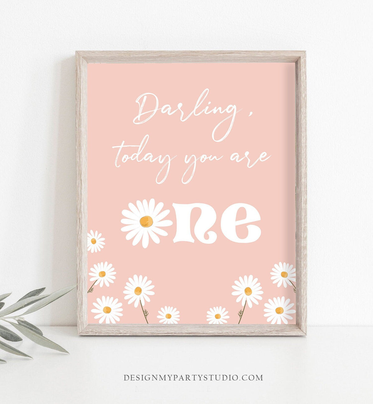 Daisy Birthday Sign Darling Today You Are One Sign Daisy Party Decor Boho Daisies 1st Birthday Sign Onederfull Download PRINTABLE 0410