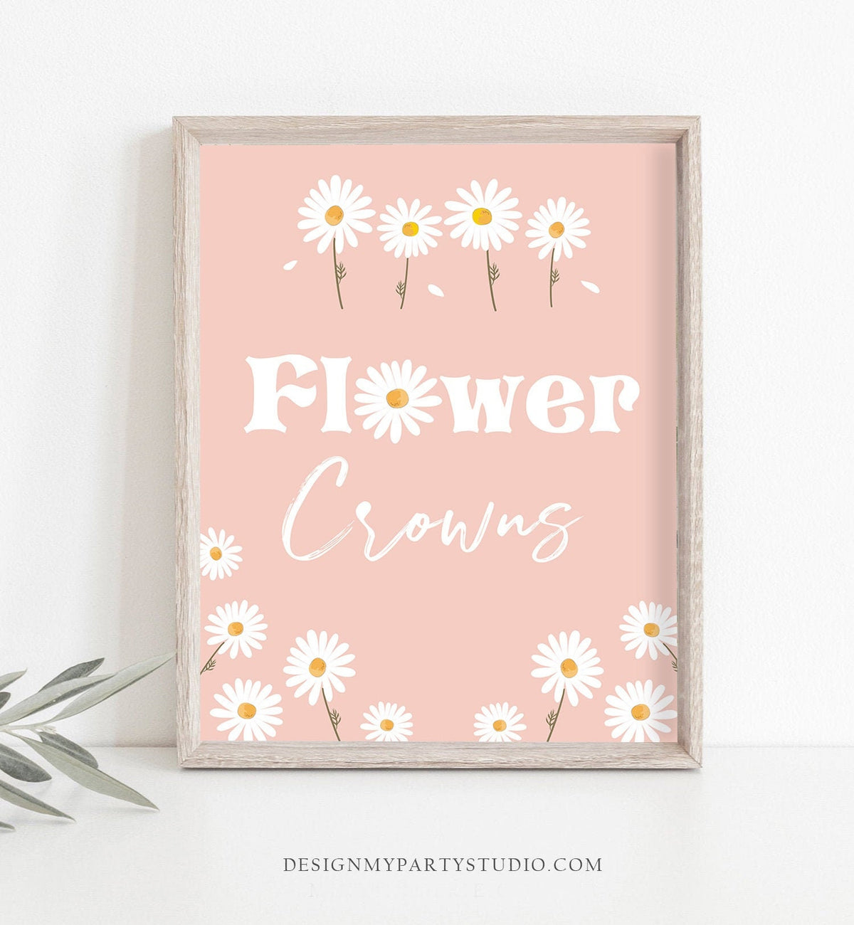 Flower Crowns Sign Daisy Birthday Sign Daisy Party Decor Boho Daisies Flower Power Hippy Bohemian Pink Girl Instant Download PRINTABLE 0410