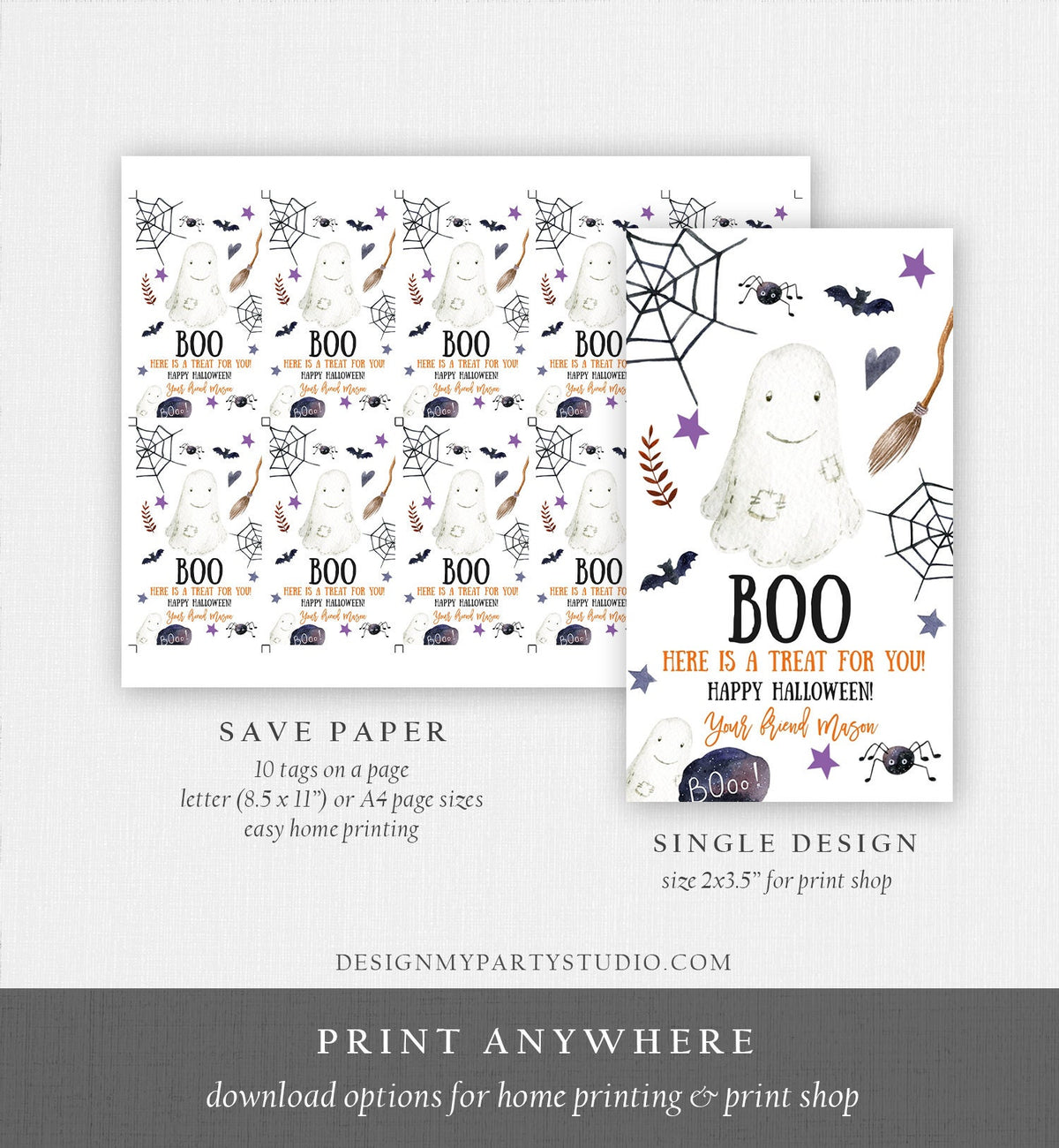 Editable Halloween Favor Tags Boo Gift Tags Costume Party Trick Or Treat Favor Tags Birthday Party Download Printable Template Corjl 0199