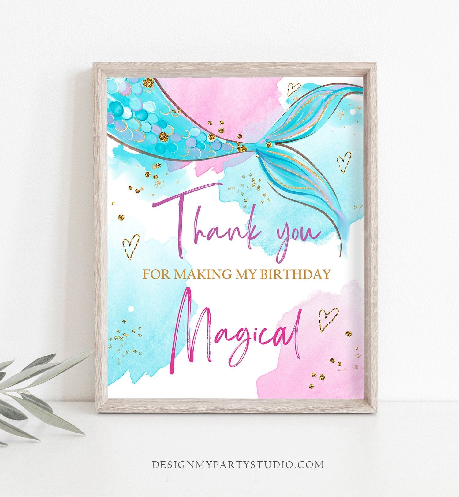 Thank You For Making My Birthday Magical Sign Mermaid Table Decor