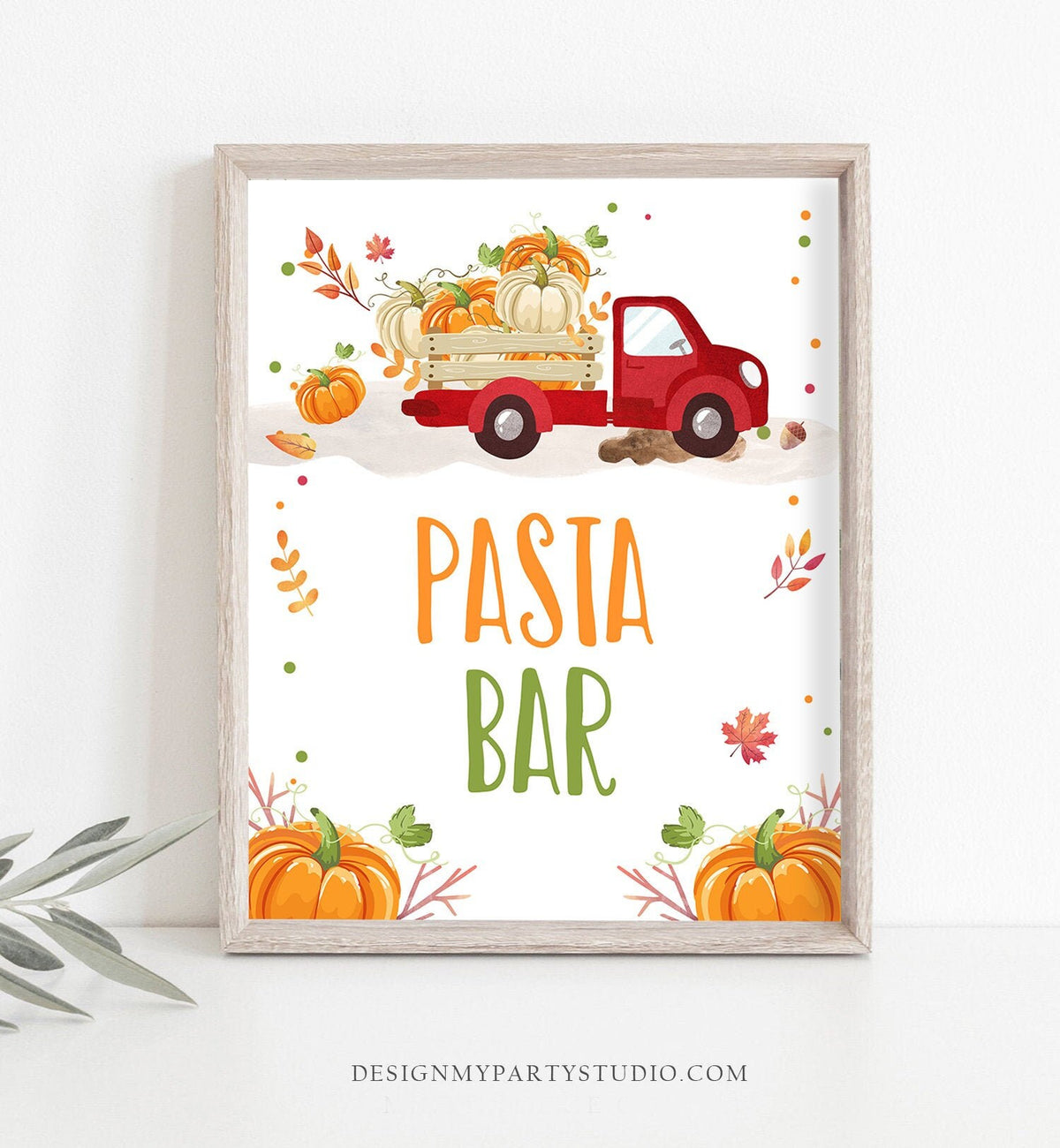 Pasta Bar Sign Pumpkin Birthday Sign Food Table Sign Pumpkin Party Signs Decor Fall Autumn Red Truck Pumpkin Truck Spaghetti  PRINTABLE 0153