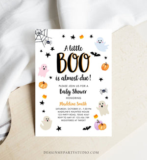 Editable Boo Baby Shower Invitation Cute Halloween Baby Shower Costume Party Invite Pastel Ghost Neutral Printable Template Corjl 0418