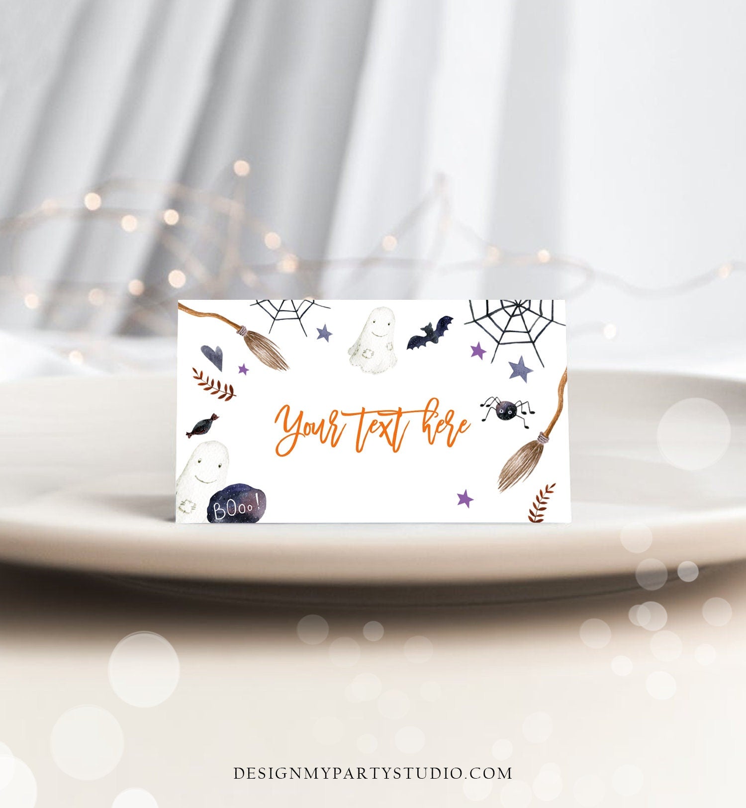 Editable Halloween Food Labels Peek a Boo Halloween Baby Shower Halloween Birthday Party Name Card Costume Party Decor Corjl Template 0199